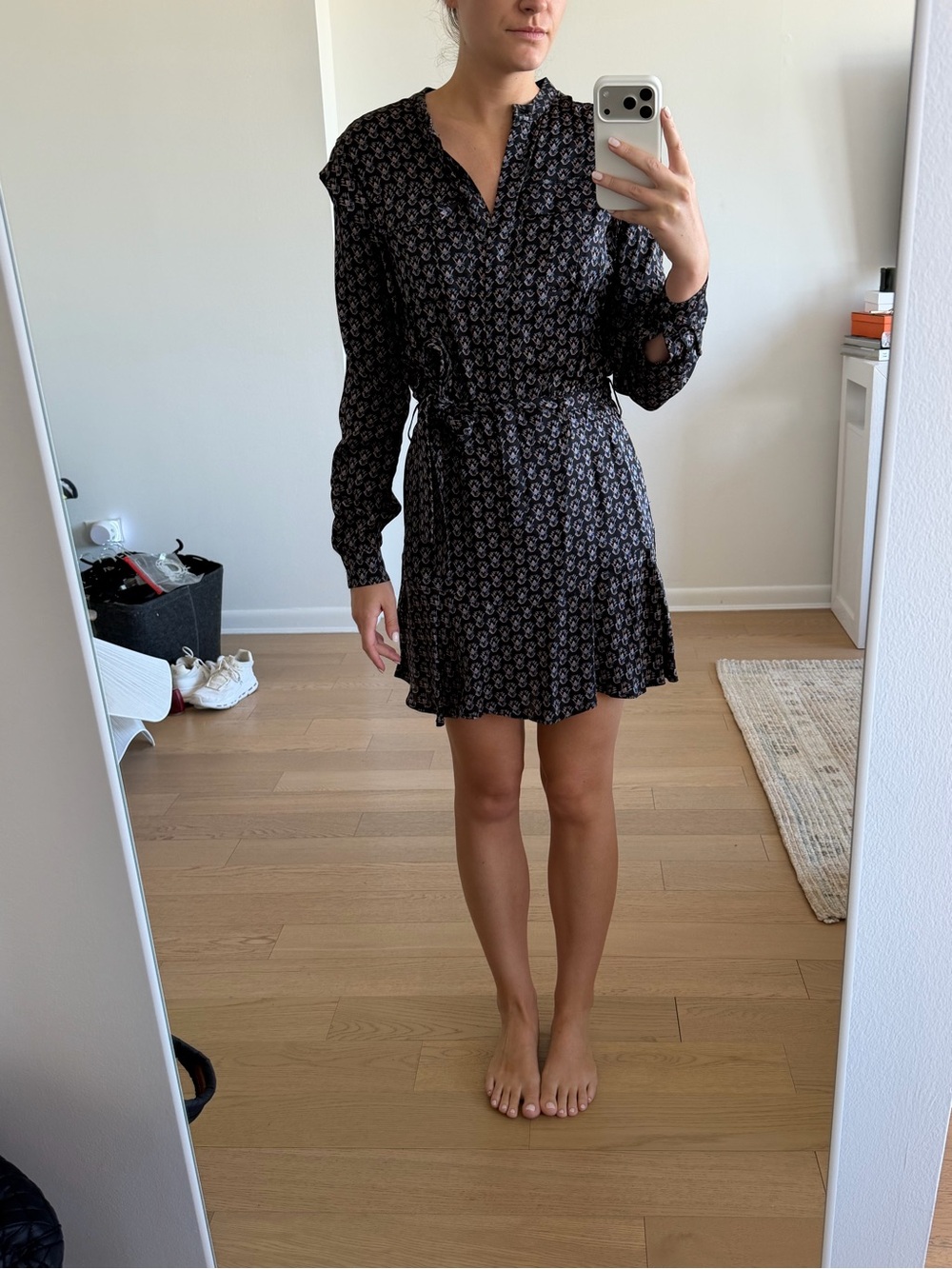 Reiss Navy Printed Mini Dress